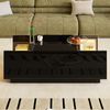 Merax 105 cm Couchtisch mit Stauraum, LED-Stimmungsbeleuchtung, Glasplatte und 2 Schubladen, Schwarz Bild 4
