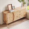 Merax Sideboard, Rattan, mit Schiebetüren, verstellbaren Einlegeböden und abgerundeter Platte, Holzfarbe, 76 x 140,5 x 40 cm Bild 5