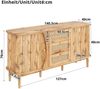 Merax Sideboard, Rattan, mit Schiebetüren, verstellbaren Einlegeböden und abgerundeter Platte, Holzfarbe, 76 x 140,5 x 40 cm Bild 4