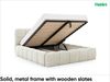 MEBLINI Polsterbett 200x200 mit Lattenrost mit Matratze - SALERNO - Weiß Milch Boucle - Bubble Bett - Cloud Bett - Marshmallow Bed - Kopfteil Bett mit Stauraum Bild 3