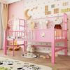 Kindereinzelbett 90×200 cm aus Metall mit Sicherheitsgitter und Stauraum, rosa Bild 3
