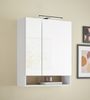 Badezimmerspiegelschrank >Denver< LED, Steckdose, weiß matt / eiche Dekor - 60x75x22 (BxHxT) Bild 2