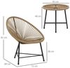 Outsunny Sitzgruppe für 2 Personen, 3-teilig mit 2 Stühle, Tisch, wetterfest, (Polyrattan Gartenmöbel Set, 3-tlg, Balkonmöbel), für Garten, Terrasse Balkon, Naturholz Bild 3