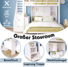 Merax Etagenbett mit Lagerregal, 90*200cm+140*200cm, Multifunktionales Kinderbett, Kinderetagenbett, Mit Aufbewahrungstreppe und Beweglicher Beistelltisch, Großer Stauraum, Ohne Matratze, Massivholz+MDF, Weiß Bild 3