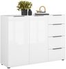 Sideboard >style< in weiß matt - Weißglas - 135x98,7x40cm (BxHxT) Bild 3