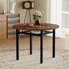 Runder Esstisch H 76 x T 100 x B 100 cm in Braun/Schwarz, MDF mit Glasintarsie und Ablage, modern-minimalistisch Bild 2