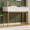 Schminktisch, 100x45x76,5 cm, cremeweißer Schminktisch mit 2 Schubladen, bodenfrei Bild 5