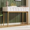 Schminktisch, 100x45x76,5 cm, cremeweißer Schminktisch mit 2 Schubladen, bodenfrei Bild 5