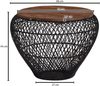 Kadima Design Runder Couchtisch mit Stauraum: Holz- und Metallgestell, innenliegender Stauraum, recyceltes Mango-Massivholz. Schwarz, 60x60x45 cm Bild 4
