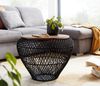 Kadima Design Runder Couchtisch mit Stauraum: Holz- und Metallgestell, innenliegender Stauraum, recyceltes Mango-Massivholz. Schwarz, 60x60x45 cm Bild 3