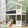 Kinderhochbett 90x200 cm mit Tafel und Leiter – Hausbett aus Massivholz in Weiß Bild 5