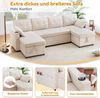Schlafsofa in U-Form mit Schlaffunktion, Stauraum & Getränkehaltern, 270x130x86 cm, Beige Bild 5