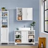 Yaheetech Hängeschrank mit 3 Türen und höhenverstellbarem Einlegeboden, Badezimmerschrank Küchenschrank Badmöbel Badschrank, Wandschrank, Medizinschrank für Wohnzimmer/Küche/Badezimmer, Weiß Bild 2