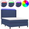 vidaXL Boxspringbett mit Matratze & LED Stoff Blau 140x200 cm, Härtegrad: H2 [3138163] Bild 2