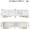 TV-Schrank, Lowboard mit strukturierten Türen, TV-Möbel, goldene Griffe und Beine Bild 5