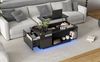Couchtisch mit Hochglanz, LED & Stauraum, höhenverstellbar, 100x50x40 cm, Schwarz Bild 4
