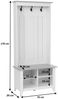 Garderobe HWC-P28, Standgarderobe Schuhregal Sitzbank, 3 Haken 4 Staufächer Melamin 170 x 76 x 39 cm ~ Walnuss-Optik, beige Bild 3