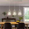 Pendelleuchte, Glas klar, Metall weiß, H 150 cm Bild 2
