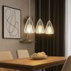 Pendelleuchte, Glas klar, Metall weiß, H 150 cm Bild 3