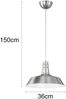 Retro LED Pendelleuchte Lampenschirm Metall Silber, Ø 36cm Bild 3
