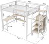 Hochbett 140x200 cm mit LOFT-Design, Metallrahmen und MDF, Untertisch mit Schreibtisch, Regalen und Einbauschrank,Jugendbett, Weiß Bild 5