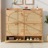 Schuhschrank 108,5 x 24 x 100 cm aus MDF in Holzoptik mit Metallgestell & Ablage Bild 2