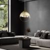 LED Hängelampe Glaskugel, gold transparent, H 120 cm Bild 2
