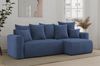 MEBLINI Schlafcouch mit Bettkasten - 238x142x73cm - Blau Cordstoff - DAVE - Kleines Ecksofa mit Schlaffunktion - Sofa mit Relaxfunktion und Kissen - Kleine Couch L-Form - Eckcouch Bild 2