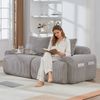Modulares 2-Sitzer Cordsofa, Getränkehalter, Seitentasche, Hellgrau Bild 2