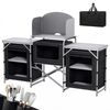 Sekey Campingschrank XXL Faltbar Campingküche mit Aluminiumgestell inkl. Windschutz und Tragetasche, Schwarz Bild 3