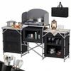 Sekey Campingschrank XXL Faltbar Campingküche mit Aluminiumgestell inkl. Windschutz und Tragetasche, Schwarz Bild 2