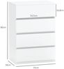 Kommode 55 x 33 x 80 cm aus MDF in Weiß, mit 4 Schubladen und grifflosem Design Bild 3