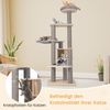 197 cm Katzenturm mehrstöckiger Katzenbaum mit gepolstertem oberem Ruheplatz Katzenhaus Grau Bild 5