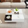 Couchtisch, Spanplatte Hochglanz mit abnehmbarer Aufbewahrungsbox & LED-Streifen, 72x72x30 cm, Weiß/Schwarz Bild 5