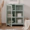 Finori Milton 01B Kommode, mintgrün | Kommode für Wohnzimmer | Maß: B x H x T ca. 80 x 101,5 x 40 cm | Kommode mit 2 Glasrahmentüren und 2 verstellbaren Einlegeböden (Stahl) Rahmentüren und Rahmenseitenwänden mit 5 mm Wellenglas Bild 3