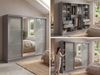 Schwebetürenschrank WALENCJA mit Spiegel & Lacobel-Glas, moderner Kleiderschrank, Breite 240 cm, High-Gloss Design - mit Schubladen - Grau Bild 2