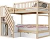Etagenbett Aus Massivholz 90*200 cm, Mit Hohem Sicherheitsgitter, Mit Lattenrost, Sicherheitsleiter mit Stauraum, Mit Stauschubladen, Kinderbett Jugendbett, Holzfarbe Bild 5