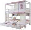 MODFU Etagenbett Funktionsbett,Kinderbett,Jugendbett,Doppelbett,mit zwei schubladen (Sicheres Etagenbett für Kinder mit Fenstern und Vorhängen, robustem Geländer, Stauraum mit Schubladen und Regalen, 90x200cm), ohne Matratze Bild 4