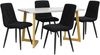 Essgruppe 5-teilig mit Esstisch 117×68 cm in Marmoroptik und 4 schwarzen Samtstühlen, moderner rechteckiger Küchentisch Set Bild 3