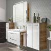 FACKELMANN MILANO Waschtisch Set mit Spiegelschrank 107 cm breit, Weiß/Braun hell, Waschbecken Keramik Weiß Bild 2