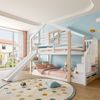 Etagenbett 90x200 cm mit Rutsche und Treppe mit Stauraum – Kinderbett aus Holz in Weiß Bild 2