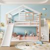Etagenbett 90x200 cm mit Rutsche und Treppe mit Stauraum – Kinderbett aus Holz in Weiß Bild 3