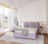 FDM Polsterbett Bettrahmen Bettgestell 90x200, 120x200, 140x200, 160x200, 180x200cm (MADE IN EU - mit hochwertigem Velours Bezug, Bettrahmen, Bett, Optional mit Matratze bestellbar, mit großen gepolsterten Kopfteil, mit Bettkasten zum aufklappen), Meta... Bild 2