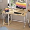 Kleiner Schreibtisch mit Stauraum 100cm Computertisch Monitorständer Beige Bild 2