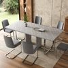 Esstisch, L180*B80*H75cm, moderner Esstisch, stabiler Esstisch, Metallbeine, großer Esstisch, rechteckiger Esstisch, Esstisch für 6 Personen, moderner einfacher Esstisch, Grau + Silber Bild 2