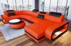 Wohnlandschaft Berlin U Form aus Leder - Ledermix - orange-schwarz - Rechts Bild 4