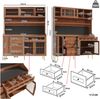 Merax 171cm Hochschränke, Küchenschrank, Esszimmerschrank, Wohnzimmer-Schrank mit verstellbaren Einlegeböden, Schränke mit LED-Beleuchtung, Schublade mit Weinregal, Walnuss Bild 4