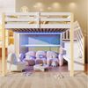 Flieks Hochbett Kinderbett 140x200 cm mit LED-Beleuchtung und Stauraumtreppe Bild 3