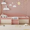 Polsterbett für Kinder mit Stufe & Sicherheitsgitter, 90×190 cm, Rosa+Weiß Bild 2