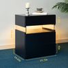 Nachttisch Mit LED-Beleuchtung 3 Schubladen Acryl Platte Spanplatte,Massivholz,Schwarz Bild 5